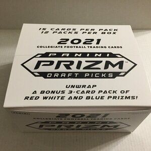 NEW 2021 Panini NFL Prizm Draft Picks Football Trading Cards - 12 Packs, 15 Card